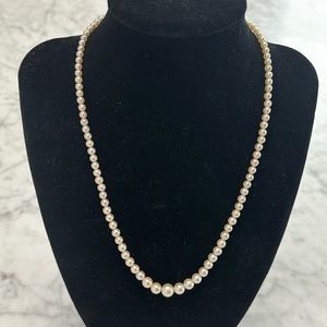 Authentic Vintage Graduated 18" 3mm String of Pearls with 14k White Gold Clasp